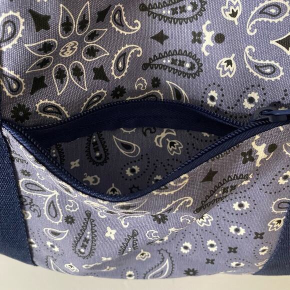 PINK Victoria's Secret Tote Bag Blue Bandana Print Large Travel Beach Carry All - Picture 5 of 14